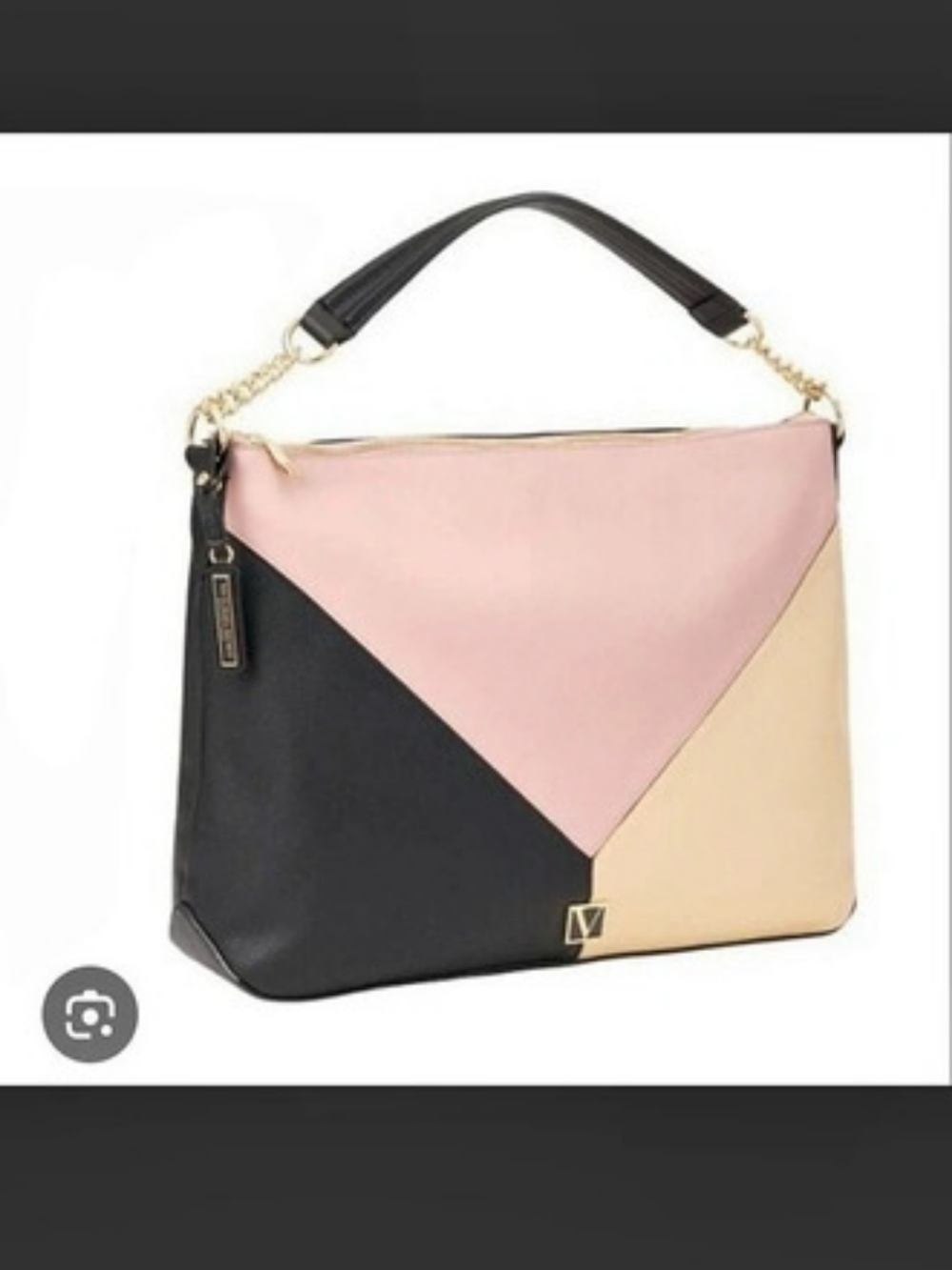Victoria's Secret The Victoria Hobo Bag Colorblock Shoulder Bag Pink & Black